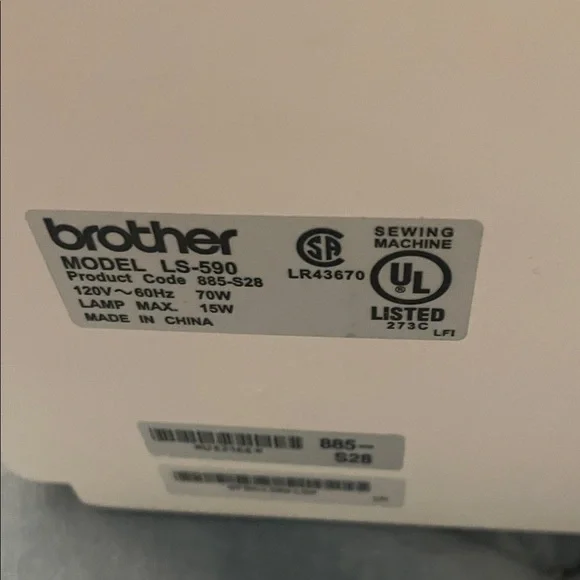 Brother LS-590 White Sewing Machine - Picture 5 of 5